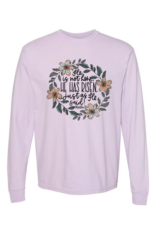 He Has Risen Easter Comfort Colors Long Sleeve