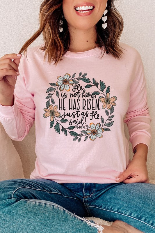 He Has Risen Easter Comfort Colors Long Sleeve