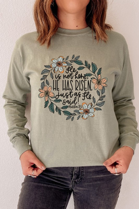 He Has Risen Easter Comfort Colors Long Sleeve