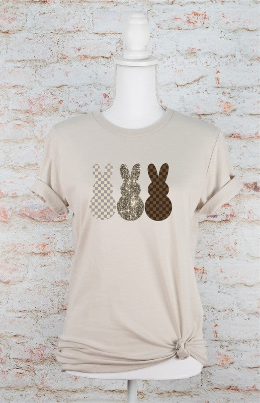 3 Checkered Bunnies Graphic Tee