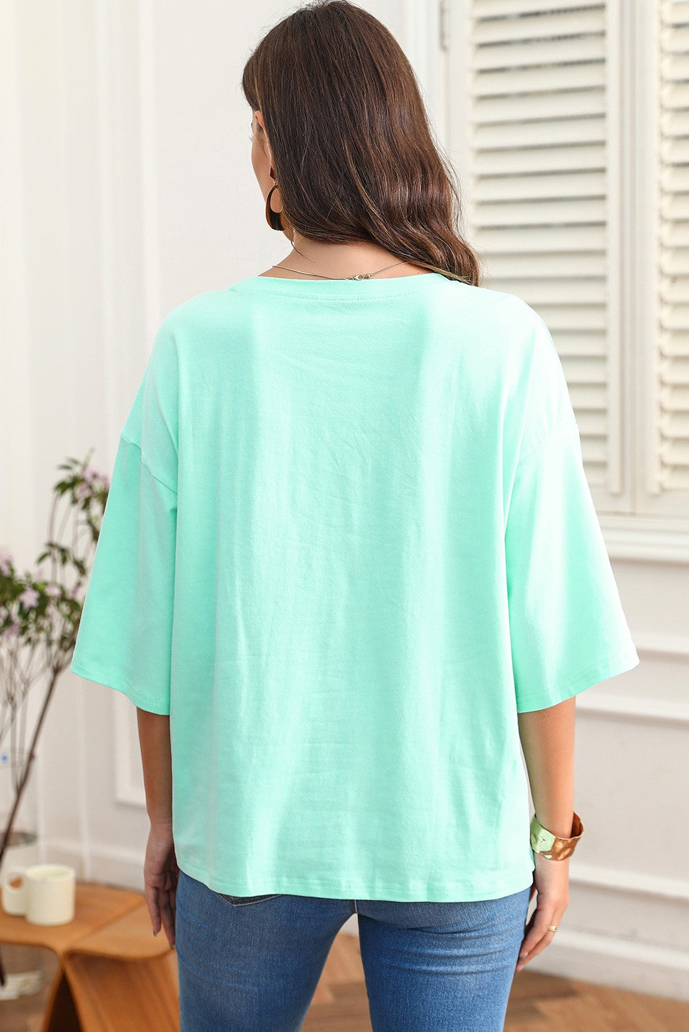 Moonlight Jade Star Patched Half Sleeve Tee