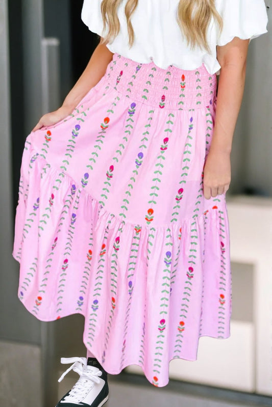 Smocked Tiered Maxi Skirt