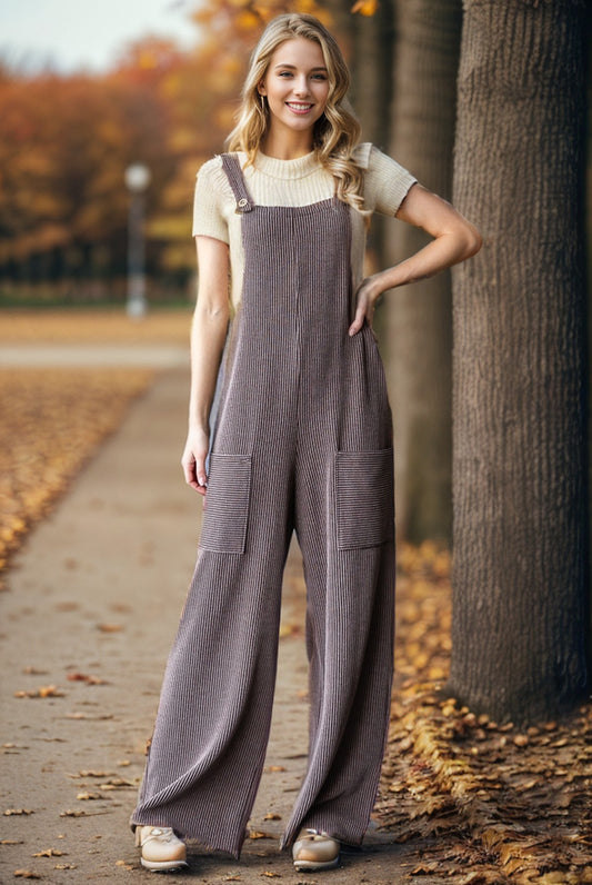 SLEEVELESS SOLID URBAN RIBBED JUMPSUIT