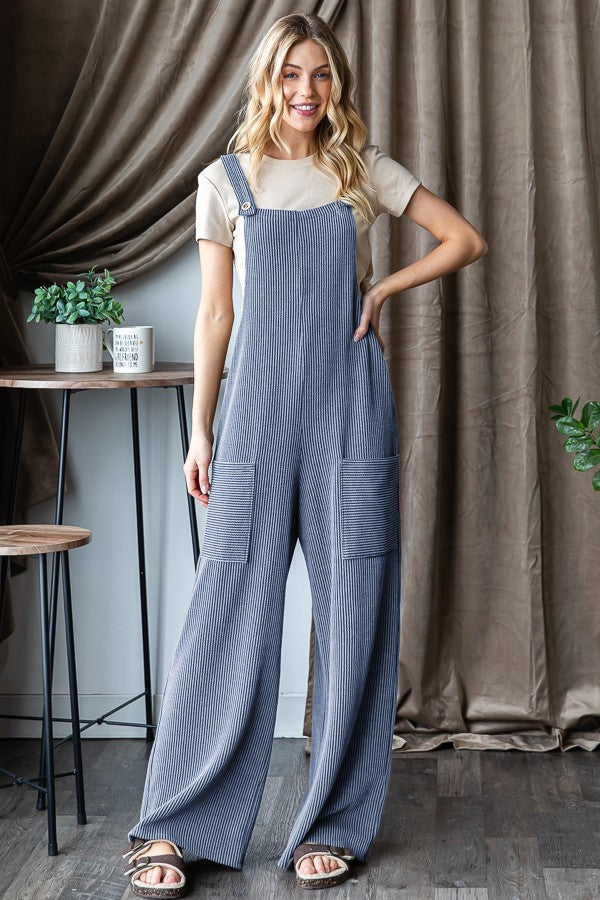 SLEEVELESS SOLID URBAN RIBBED JUMPSUIT