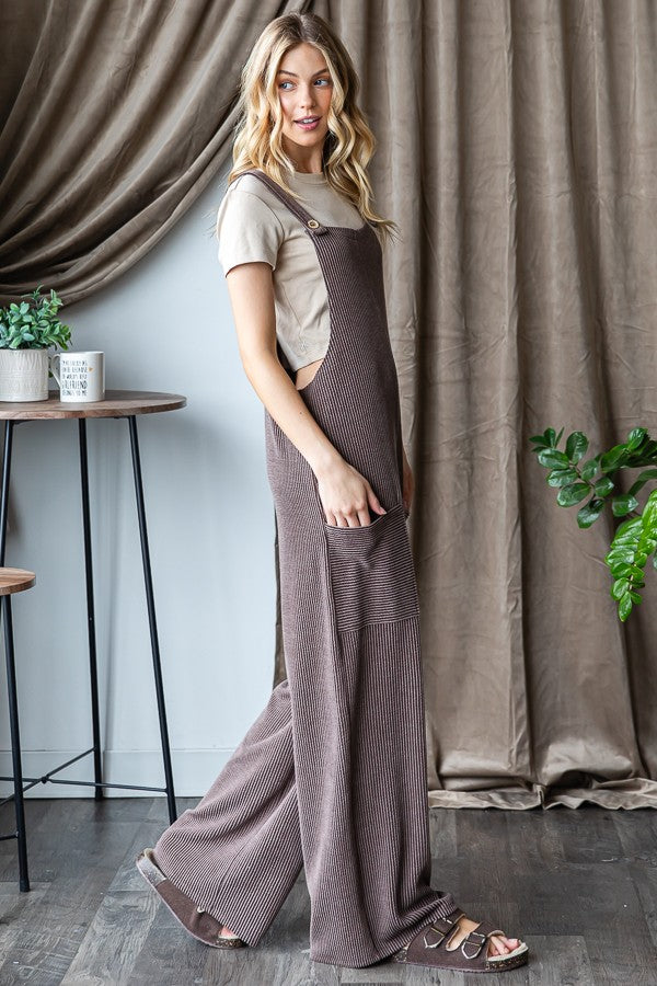 SLEEVELESS SOLID URBAN RIBBED JUMPSUIT