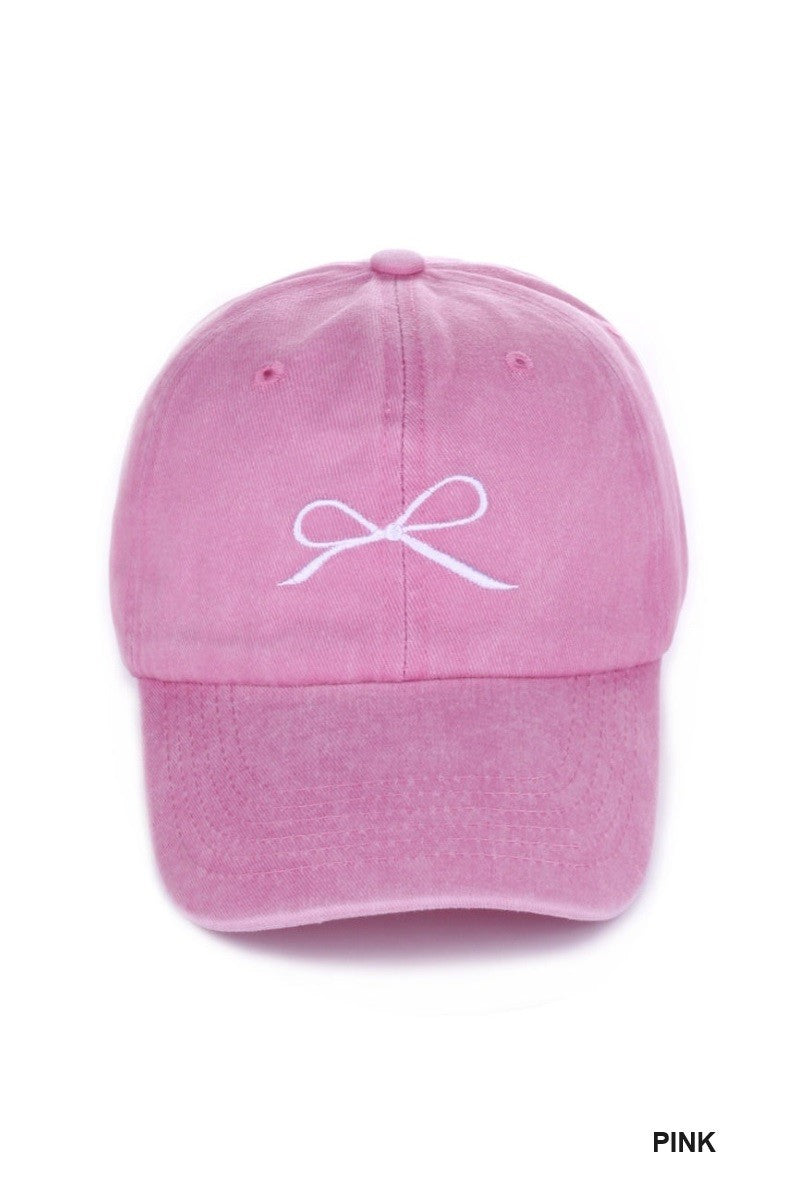 COQUETTE RIBBON EMBROIDERED WASHED COTTON CAPS