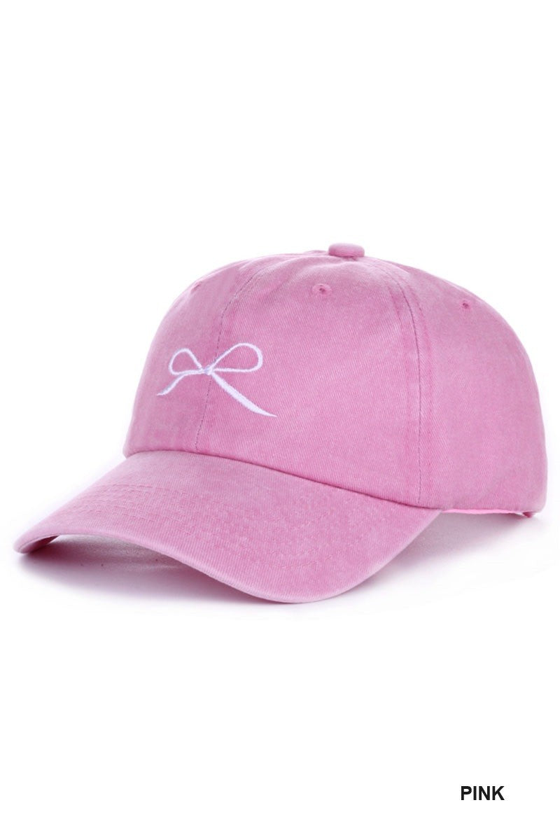 COQUETTE RIBBON EMBROIDERED WASHED COTTON CAPS