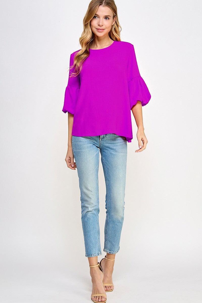 Bubble sleeve elegant blouse