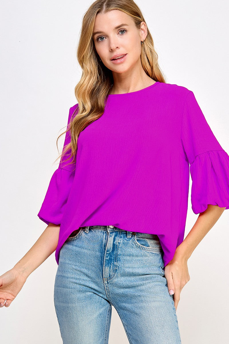 Bubble sleeve elegant blouse