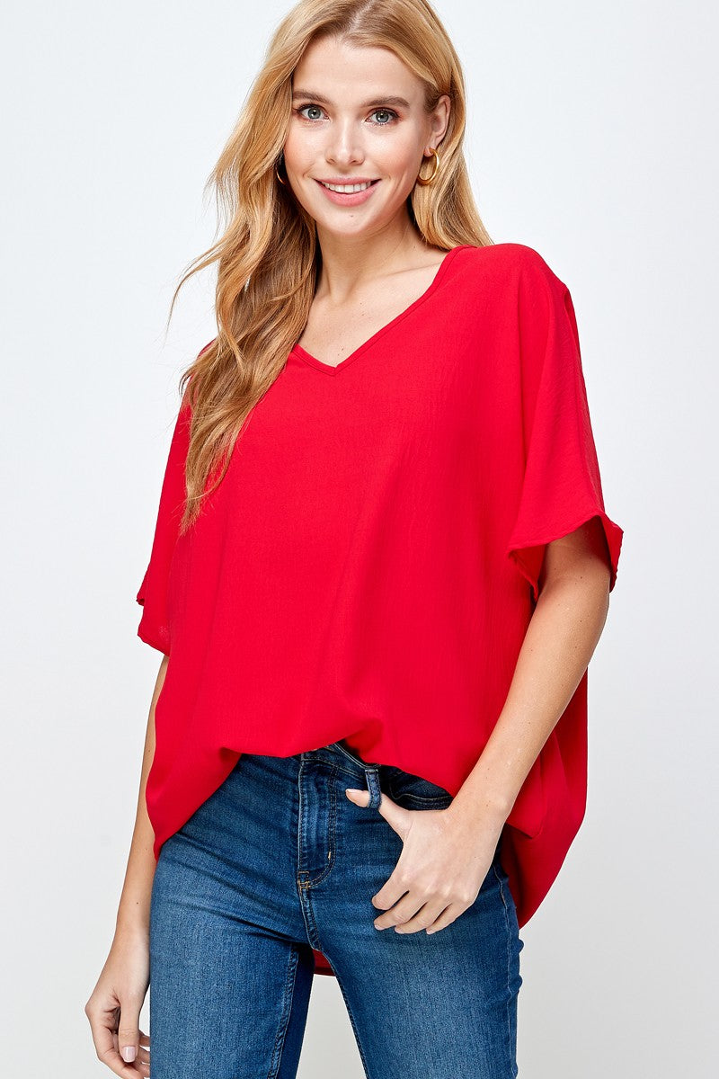 Solid V-Neck Top