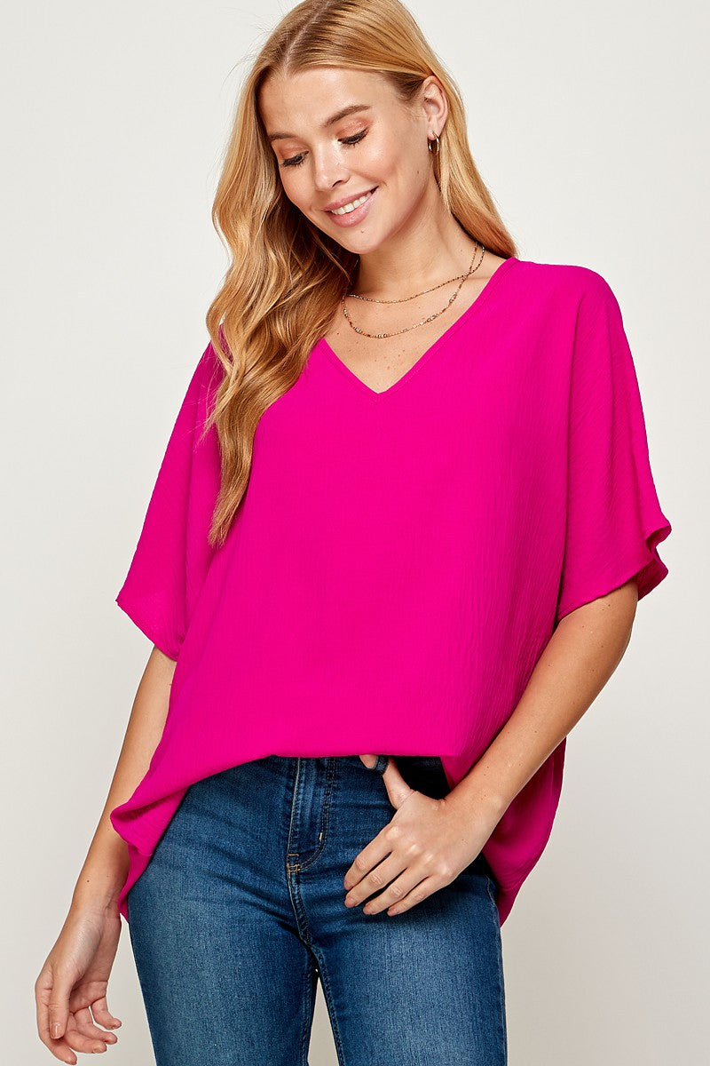 Solid V-Neck Top