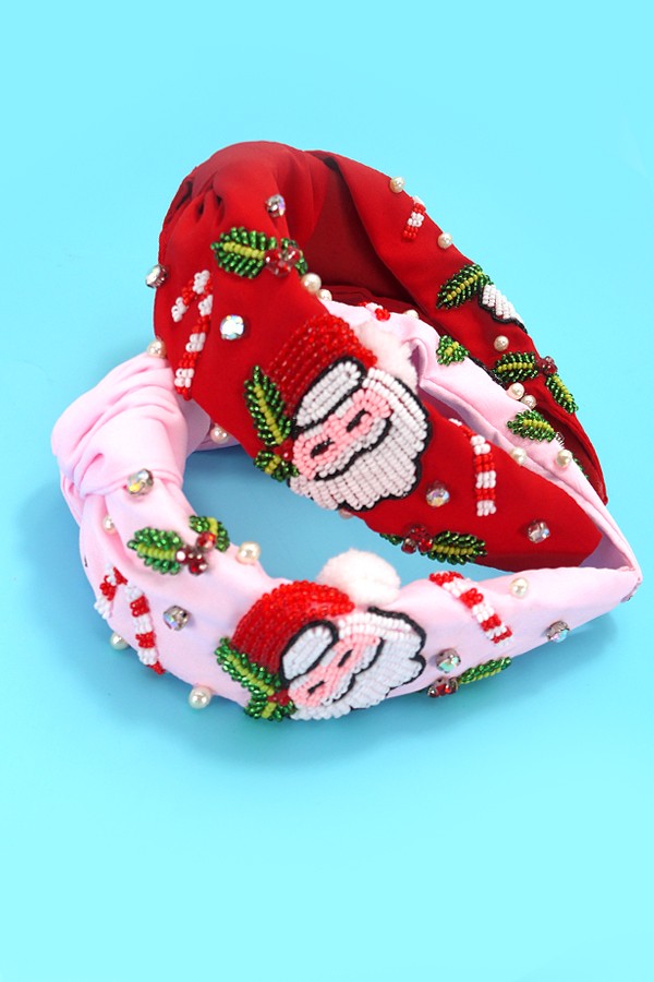 SANTA CLAUS CHRISTMAS HOLIDAY SEED BEAD HEADBAND