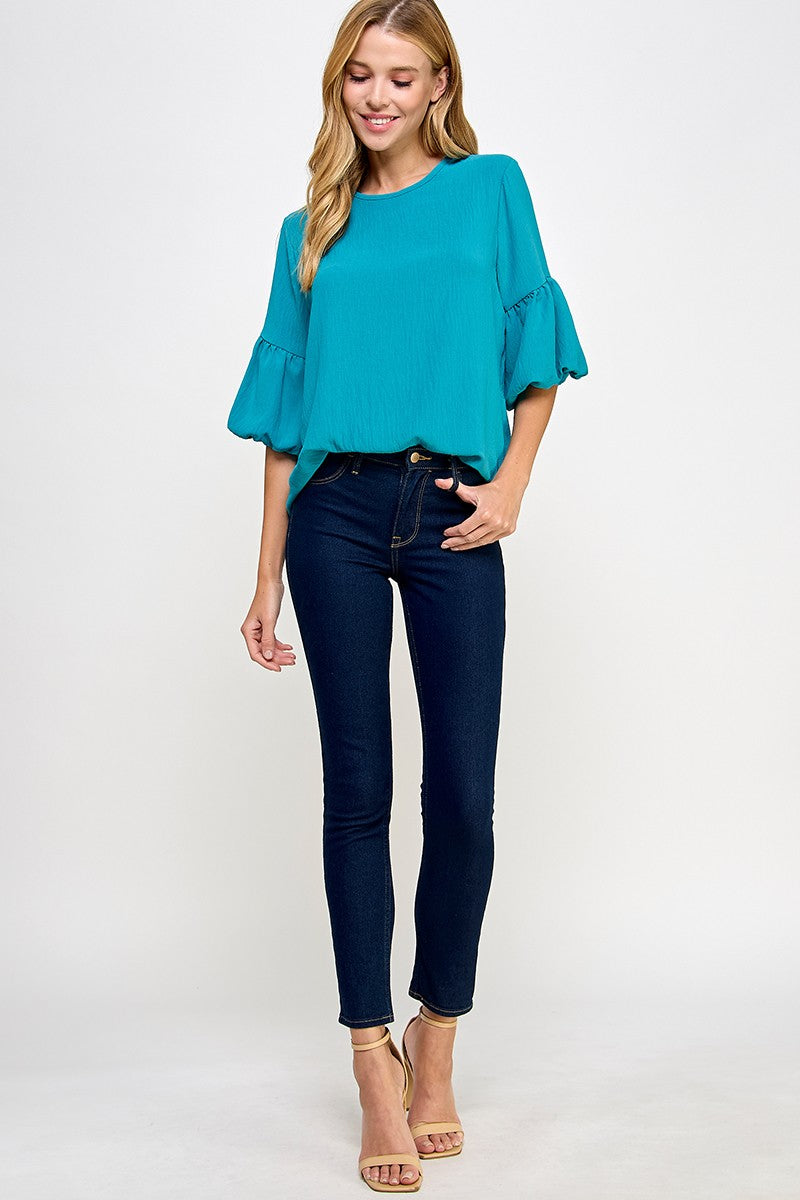 Bubble sleeve elegant blouse