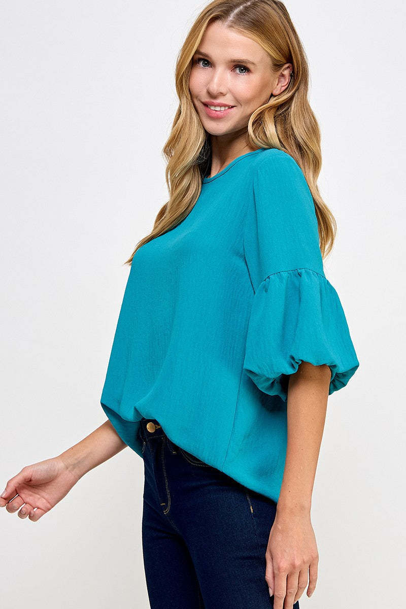 Bubble sleeve elegant blouse