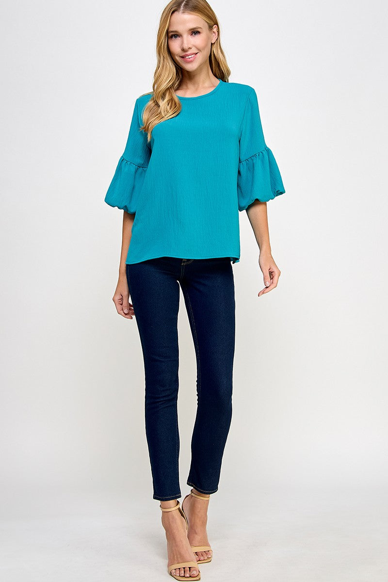 Bubble sleeve elegant blouse