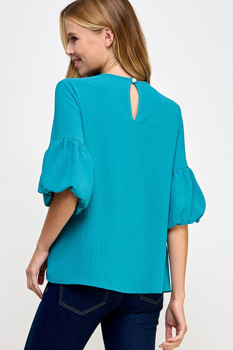 Bubble sleeve elegant blouse