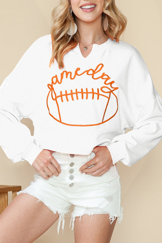 Game Day Lettering Rugby Cropped Sweatshirt