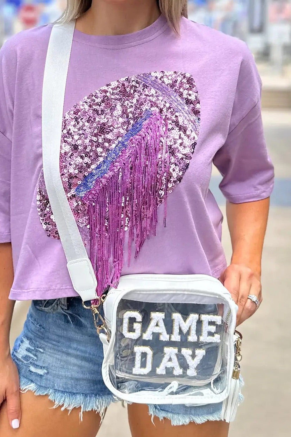 GAME DAY Pattern Clear Shoulder Bag