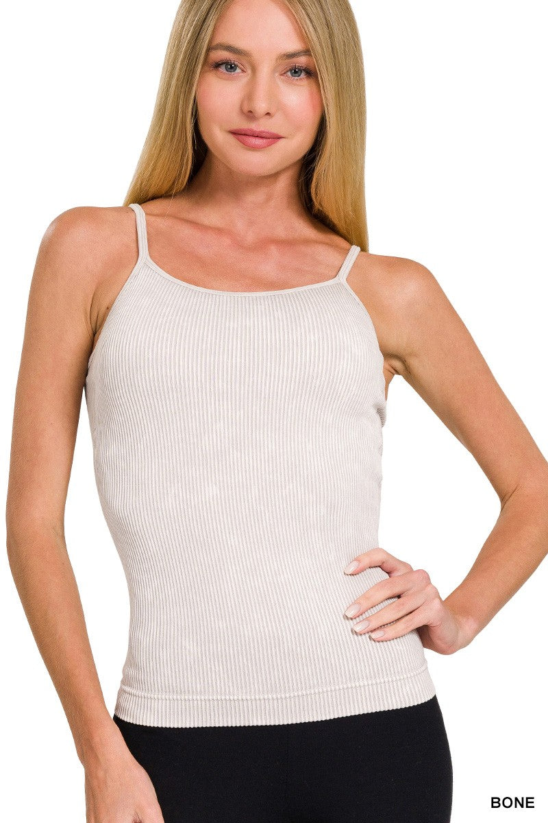 Stone Washed Ribbed Seamless Tank Top
