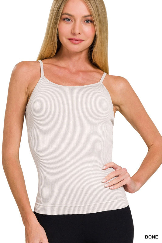 Stone Washed Ribbed Seamless Tank Top
