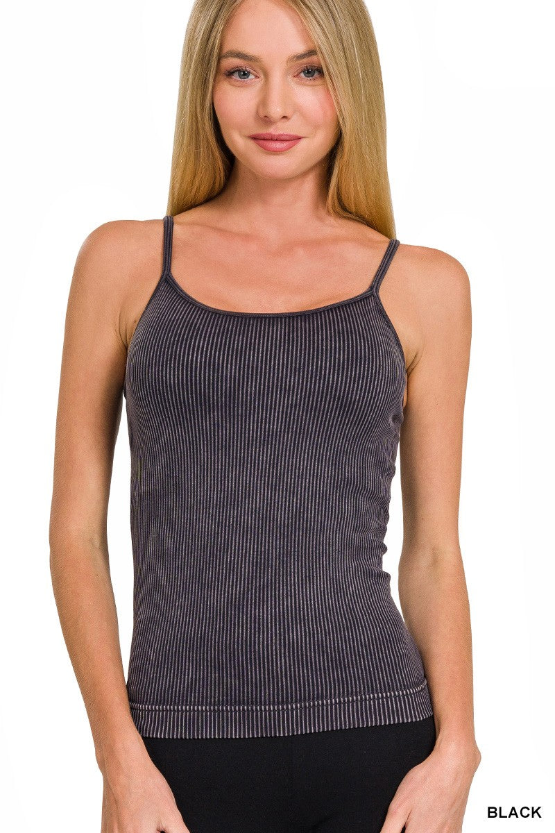 Stone Washed Ribbed Seamless Tank Top