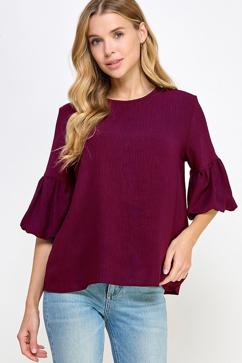 Bubble sleeve elegant blouse