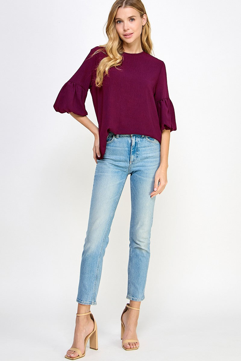 Bubble sleeve elegant blouse