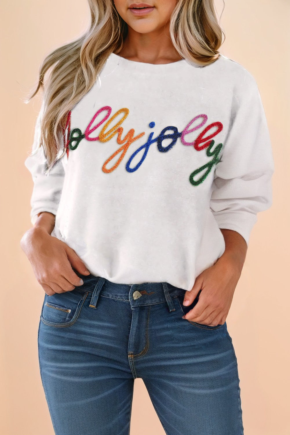 Glitter Jolly Round Neck Knit Sweater