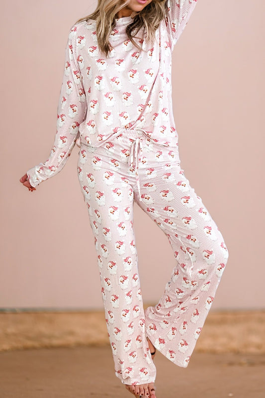 Santa Striped Loose Fit Two Piece Loungewear Set