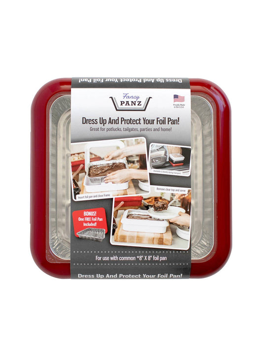 Fancy Panz - Square Set - 8x8 Pan Frame w/ Lid & Serving Spoon - Red