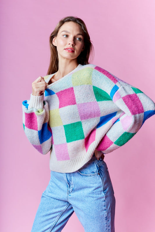 Colorful Pixels Knit Sweater