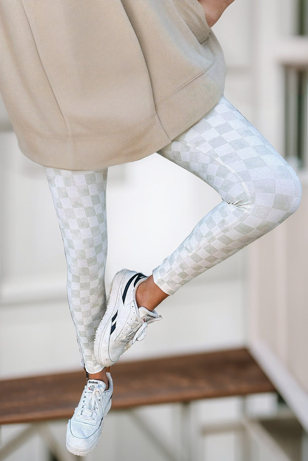 Checkered Pattern High Waist Skinny Leggings