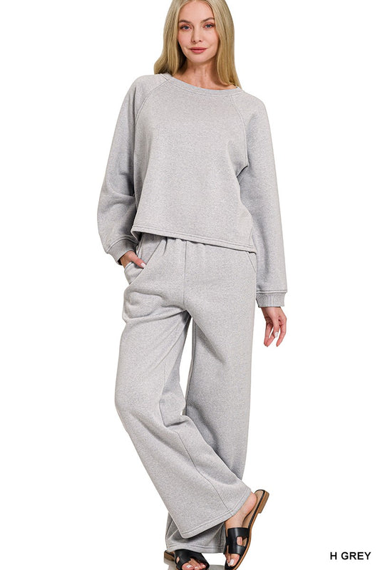 Fleece Raglan Sleeve Pullover & Sweatpants Set