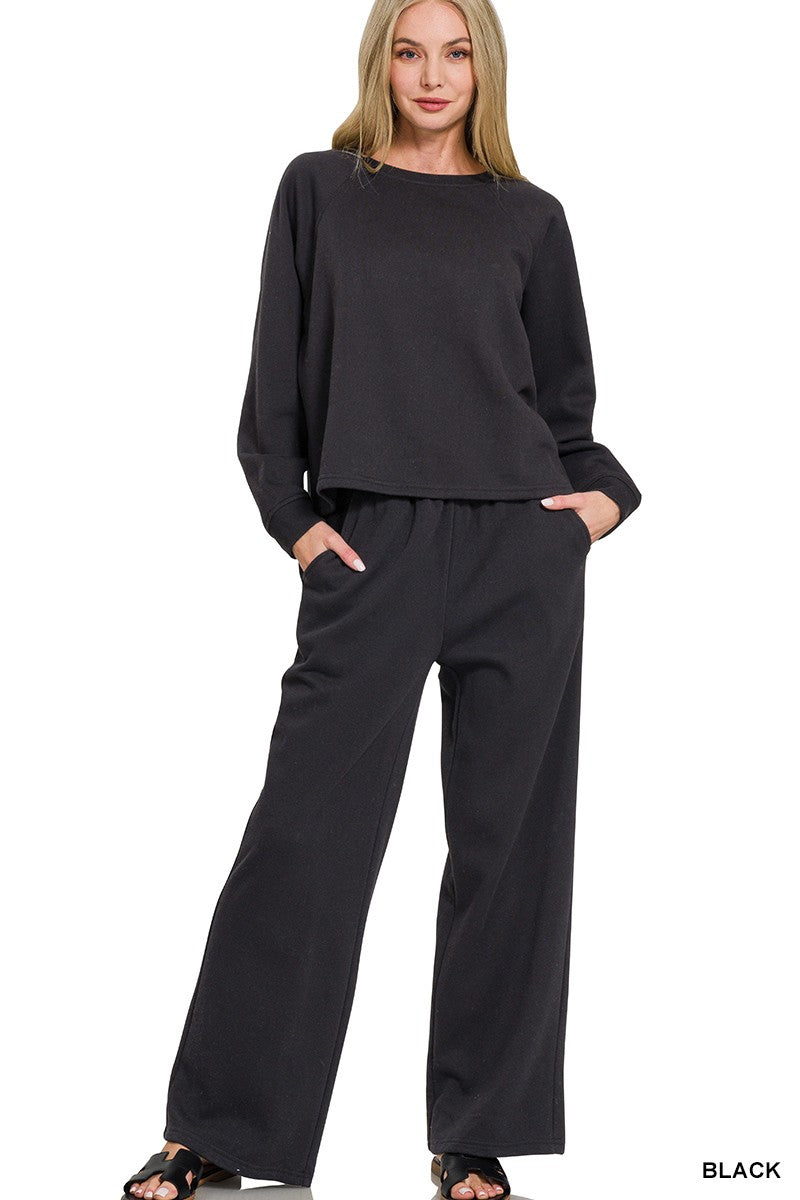Fleece Raglan Sleeve Pullover & Sweatpants Set