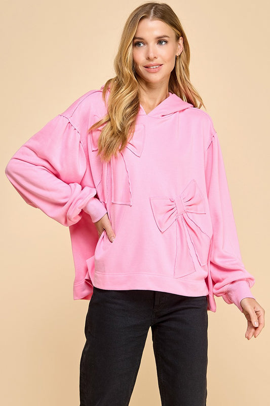 Oversized Hoodie with Accented Bows