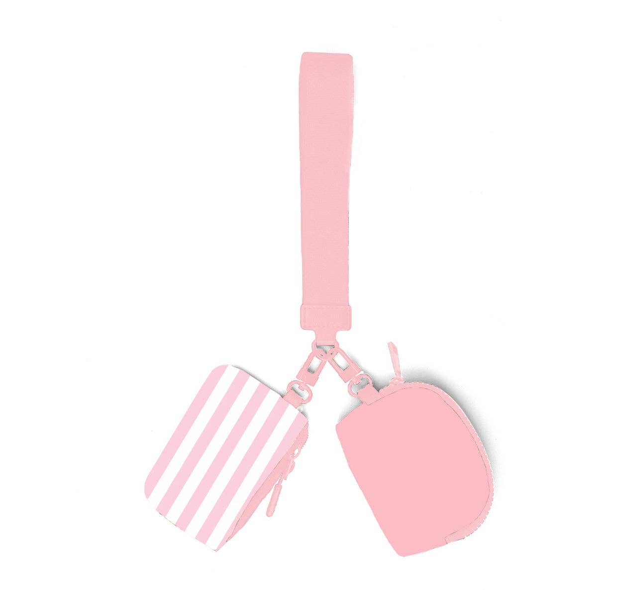 CrawfordHill - Pink Striped Dual Pouch Wristlet