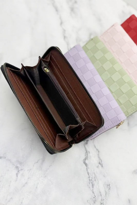Checkered Monogram Vegan Leather Long Wallet
