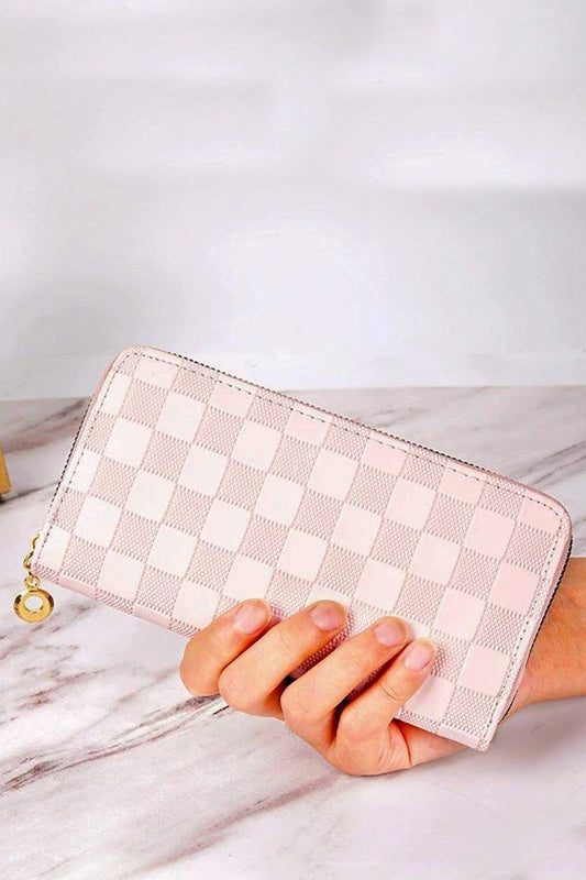 Checkered Monogram Vegan Leather Long Wallet