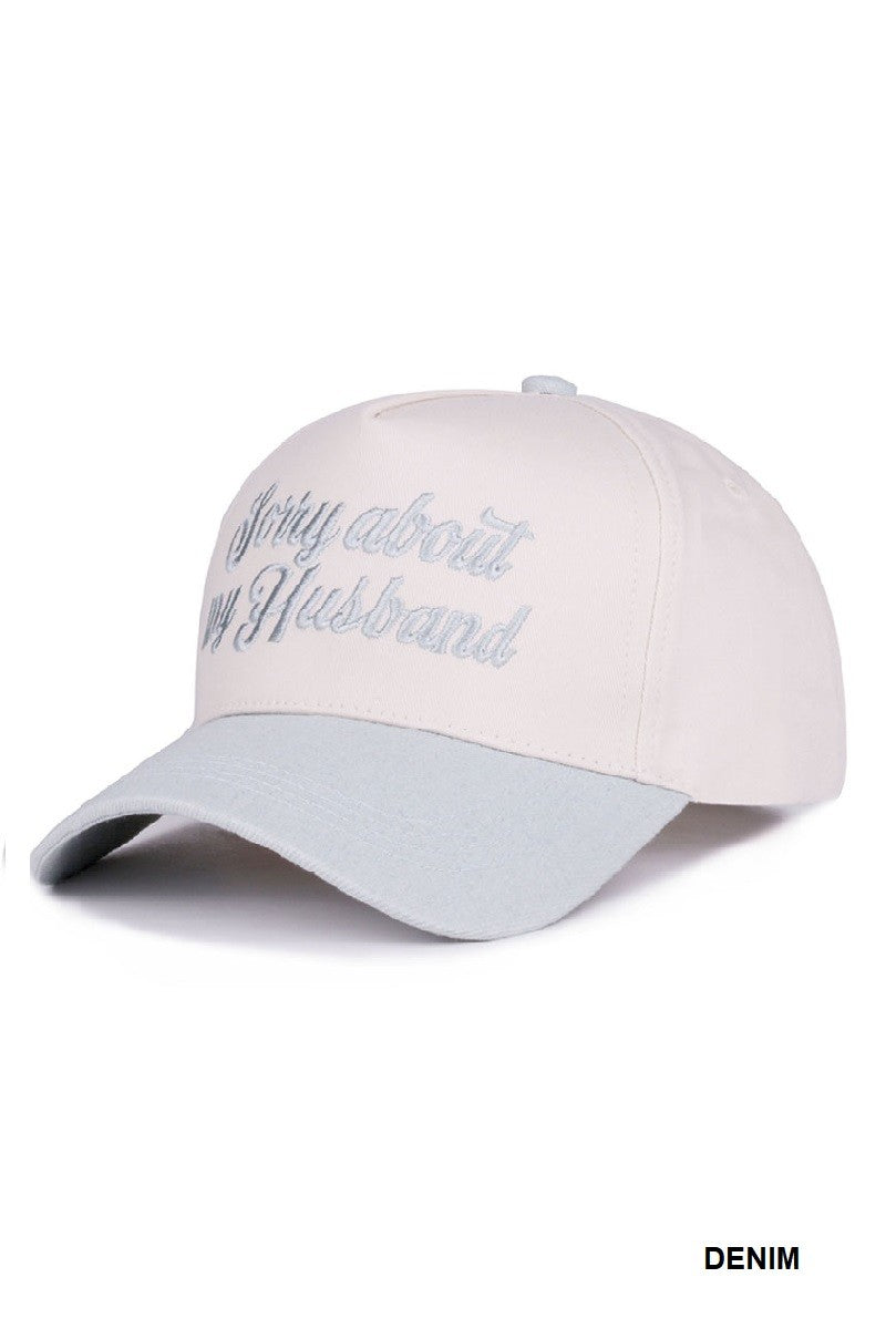 Sorry About My Husband Two Tone Canvas Cotton Cap