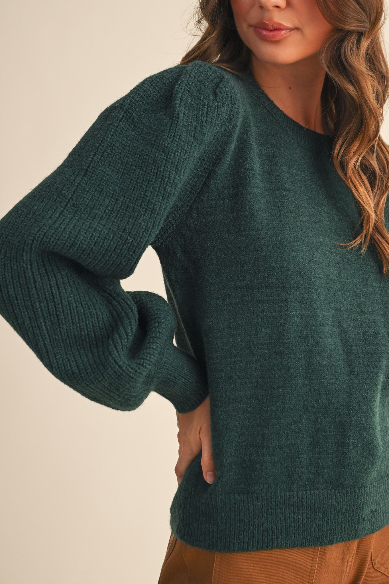Ribbed Puff Sleeve Sweater
