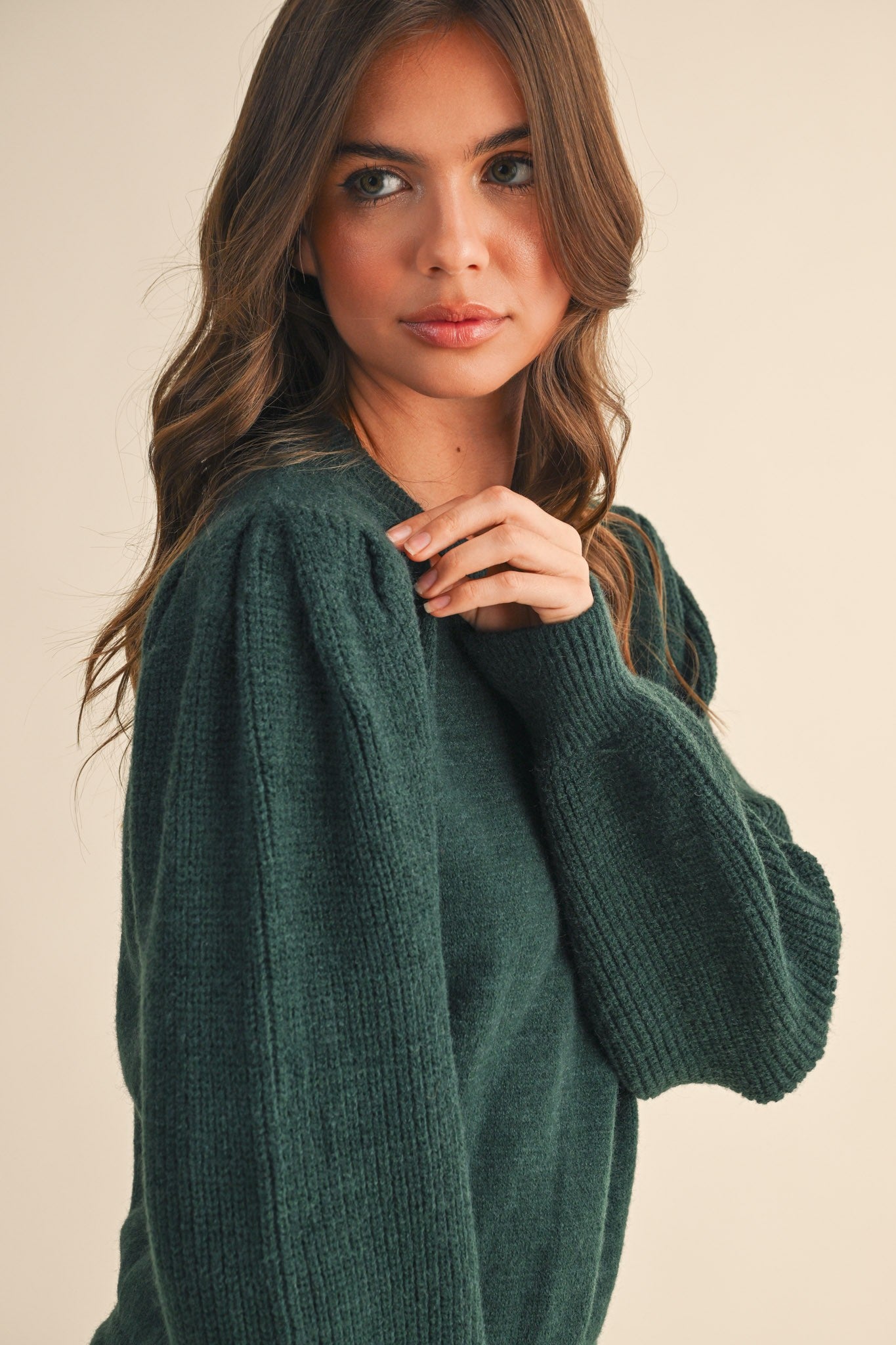 Ribbed Puff Sleeve Sweater