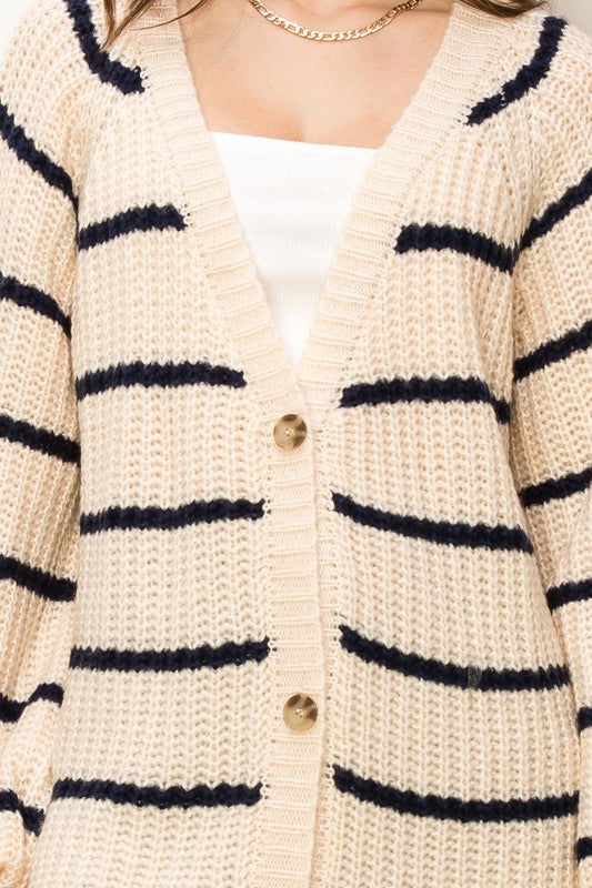 Made for Style Oversized Striped Sweater Cardigan-Drop Ship