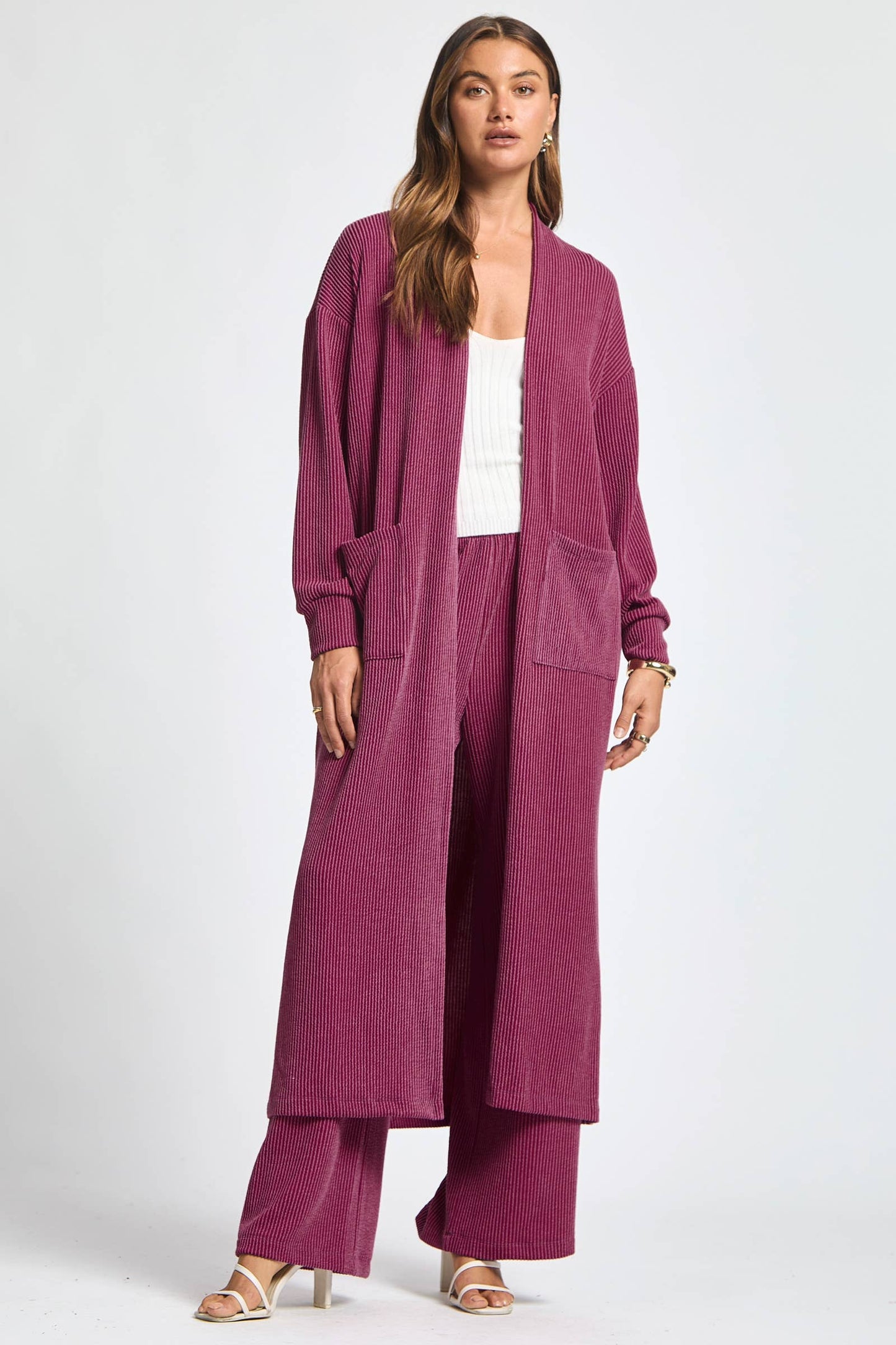 Dear Scarlett - Longline Cardigan + Relaxed Pants 2 Piece