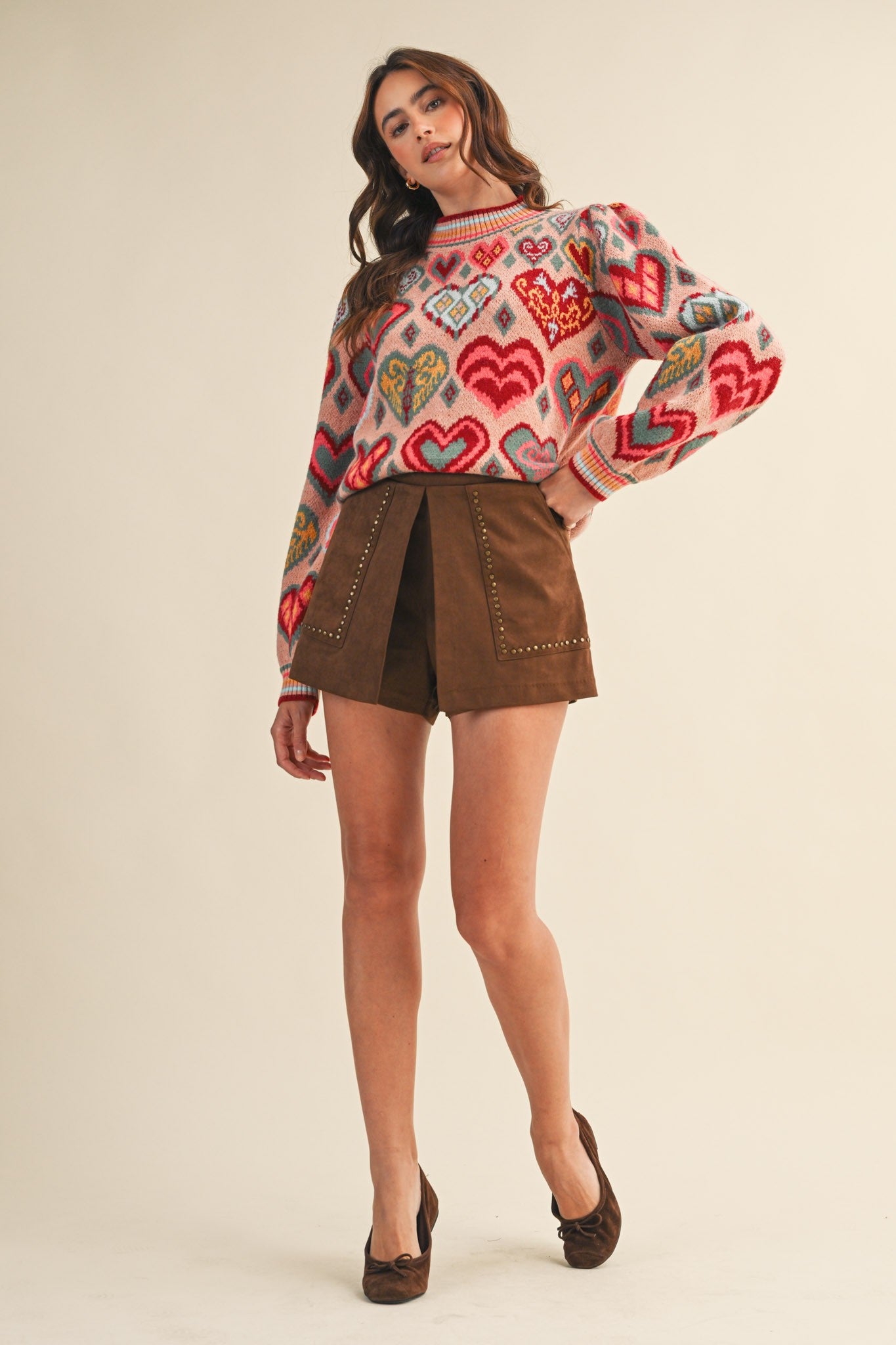Studded High Waist Skort