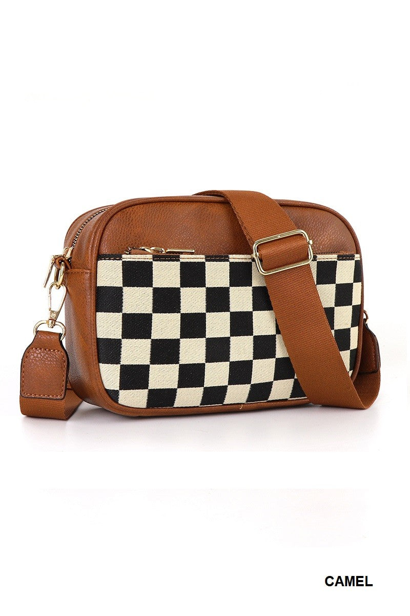 Checkered Crossbody Camera Bag