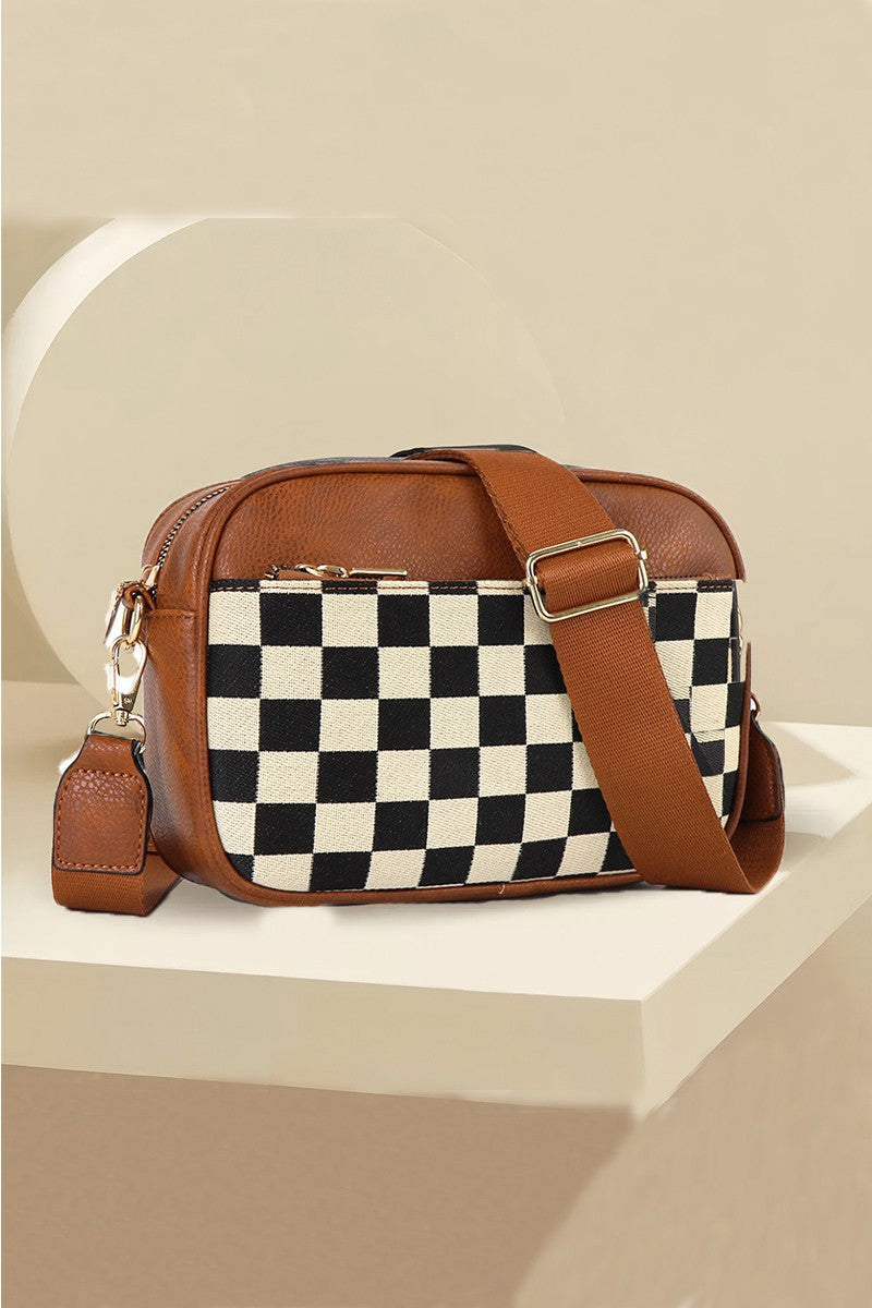 Checkered Crossbody Camera Bag
