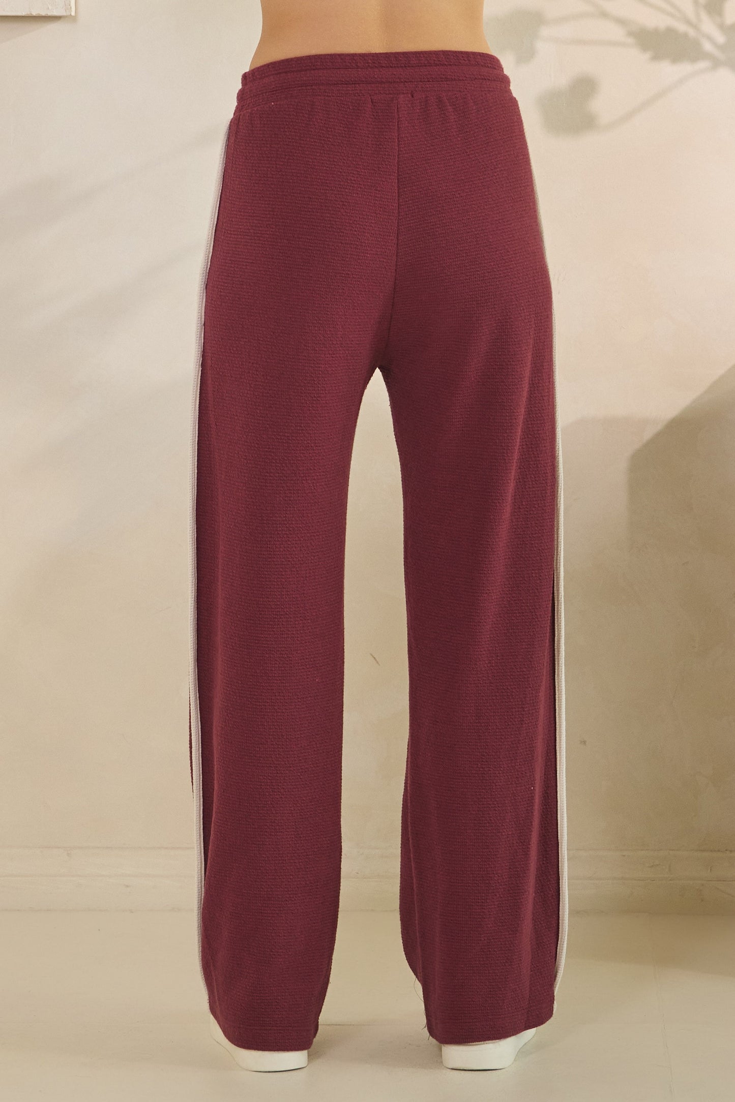 Knit Straight Bottoms with White Stripe