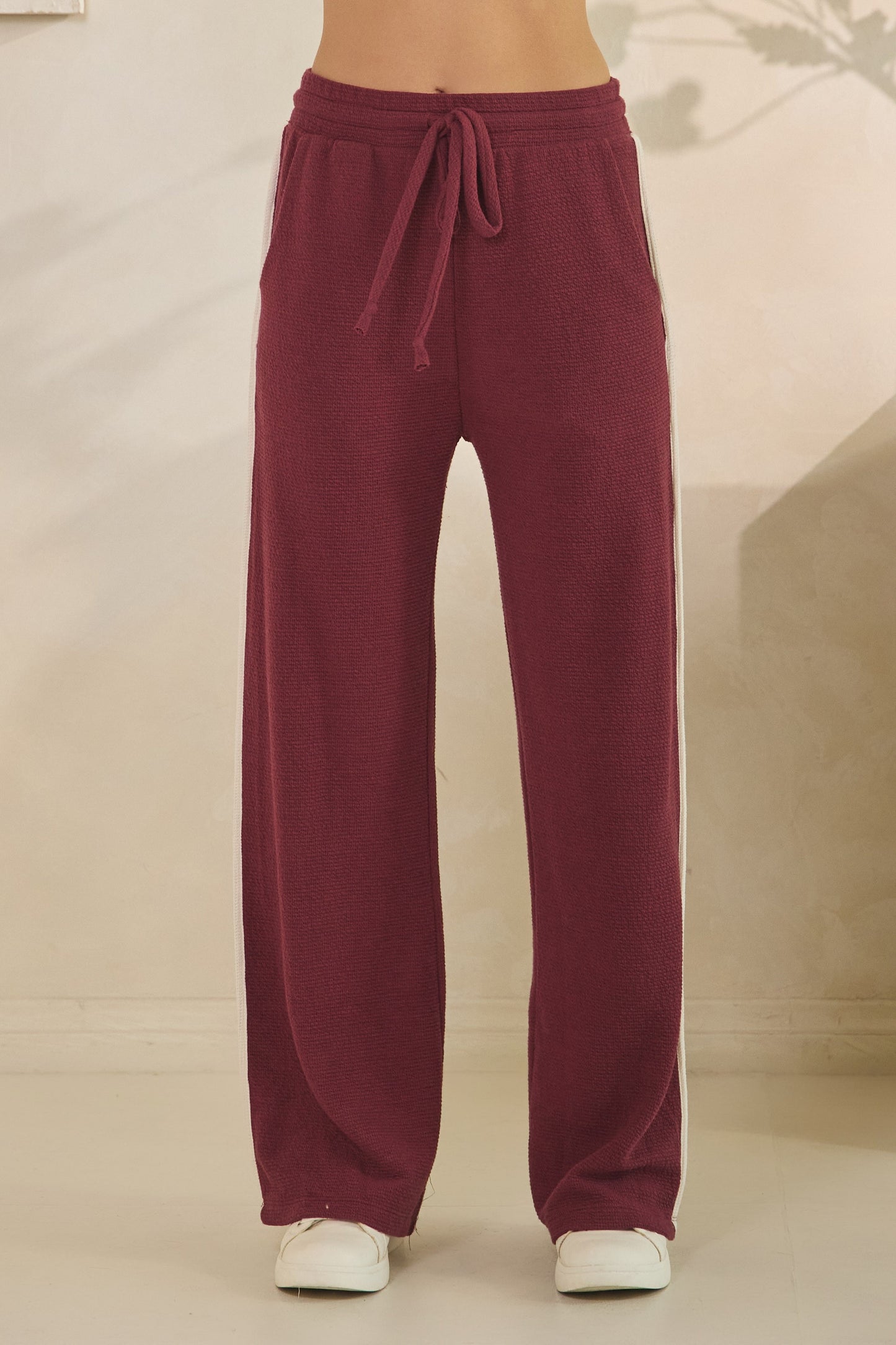 Knit Straight Bottoms with White Stripe