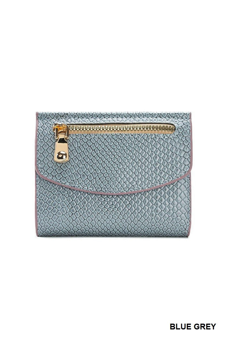 Crocodile Pattern Vegan Leather Trifold Wallet