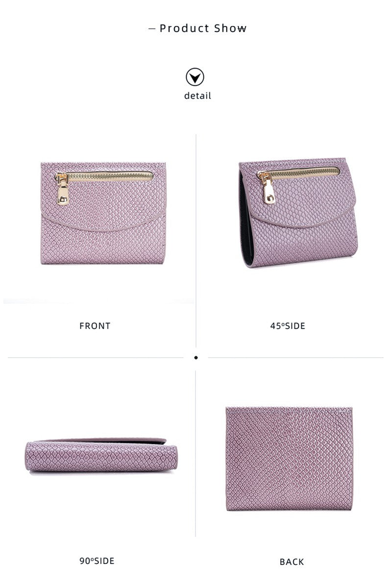 Crocodile Pattern Vegan Leather Trifold Wallet